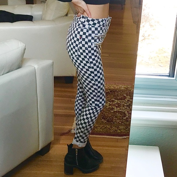 {SOLD} UO High-Waist Checkered Skinny Jeans - Picture 2 of 2